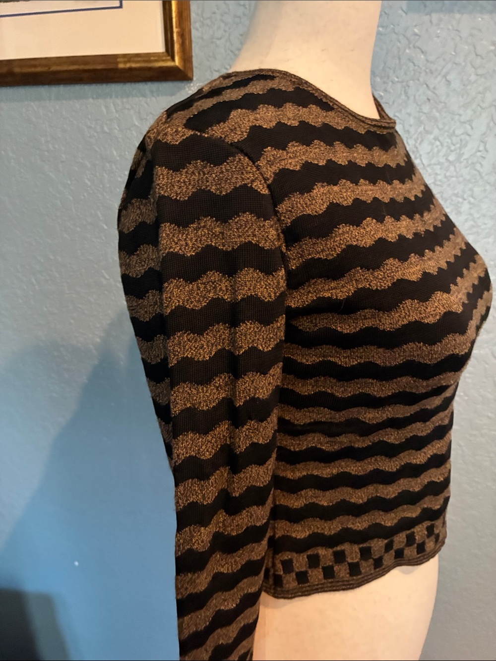 Fendi vintage Brown and Black Wavy Stripe Long-Sleeve Sweater Top - Picture 5 of 8